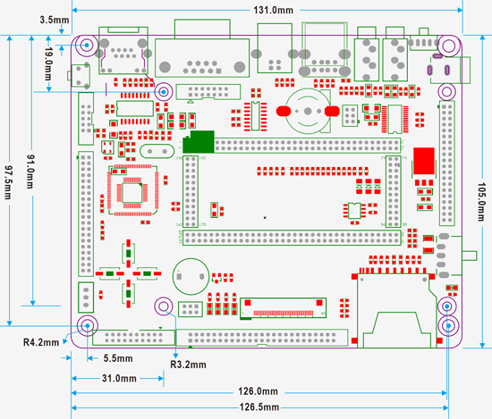 EM2416/EM2440-III-PCB-dimension