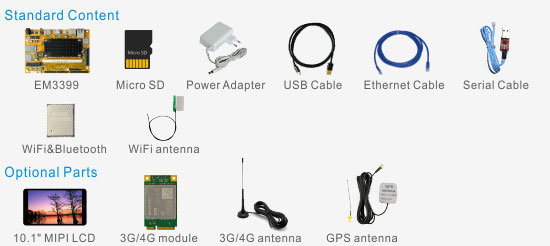 EM3399 single board computer Product Configuration